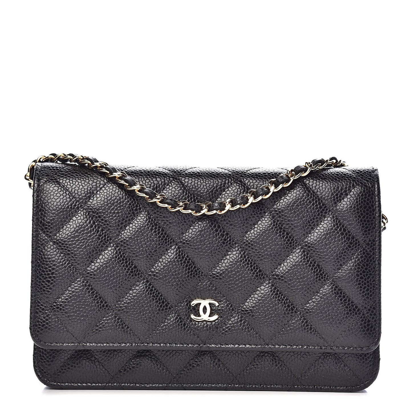Caviar Quilted Wallet On Chain WOC Black
