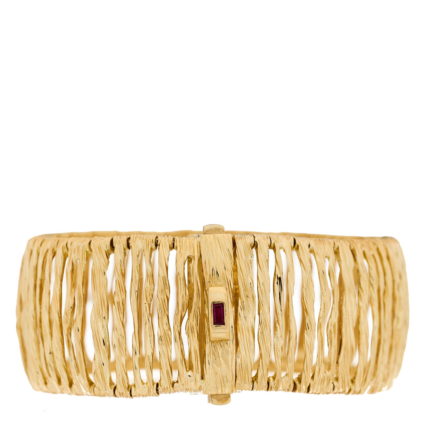 18K Yellow Gold Ruby Elephant Skin Bracelet