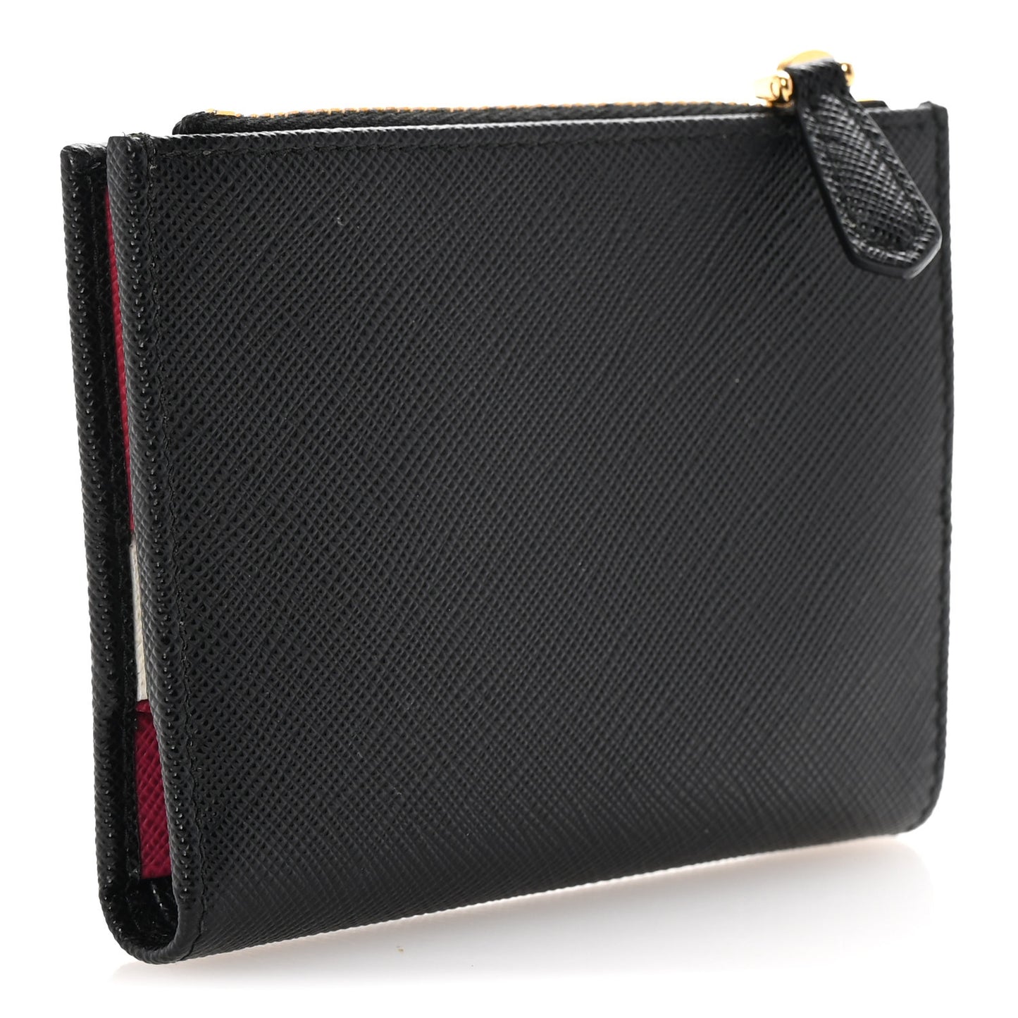 Saffiano Colour Metal Compact Wallet Black Hibiscus
