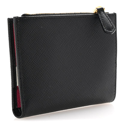 Prada Saffiano Colour Metal Compact Wallet Black Hibiscus 3 of 7