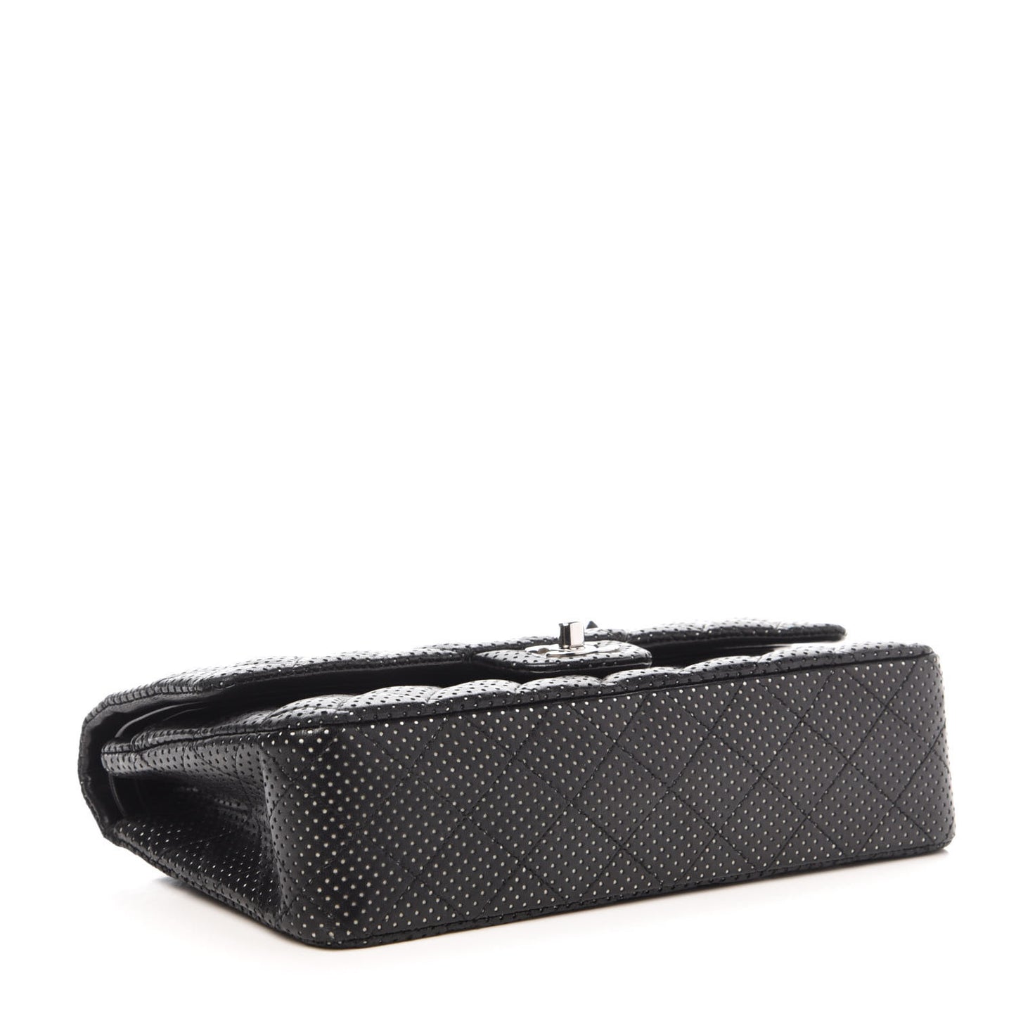 Lambskin Perforated Medium Double Flap Black