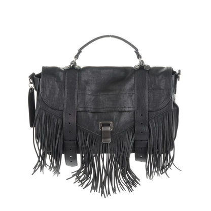 Proenza Schouler Lambskin Fringe Medium PS1 Satchel Black 1 of 7