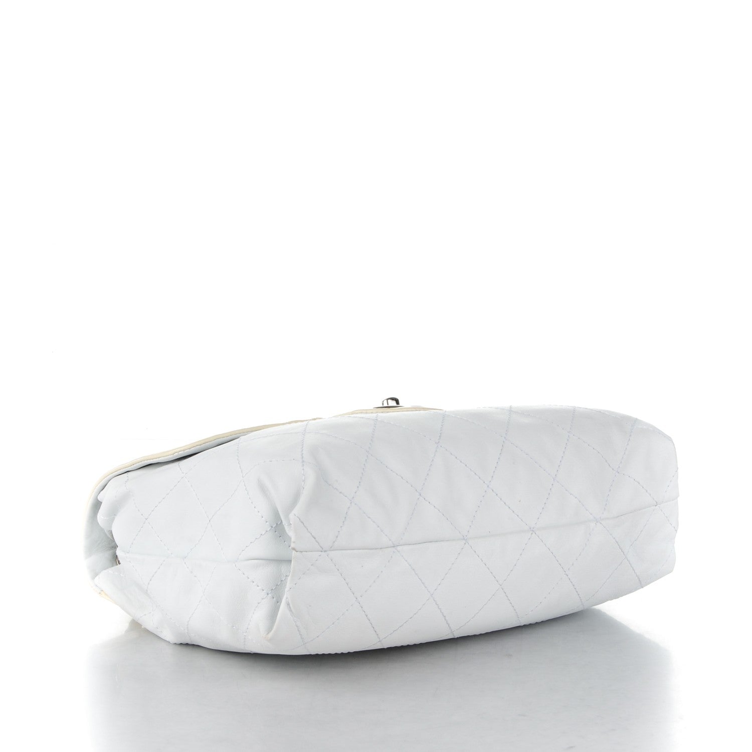 Chanel Patent Calfskin Stitched Shoulder To Shoulder Flap Hobo White 4 of 9