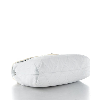 Chanel Patent Calfskin Stitched Shoulder To Shoulder Flap Hobo White 4 of 9