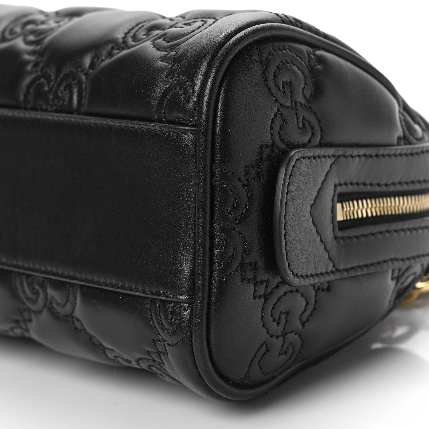Gucci Calfskin GG Matelasse Mini Bowler Bag Black Natural 8 of 8