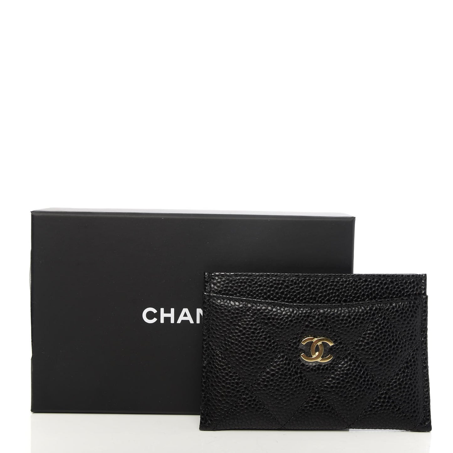 Caviar Quilted Card Holder Black