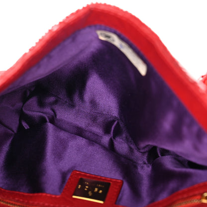 Fendi Sequin Paillettes Enamel Baguette  Red 5 of 10