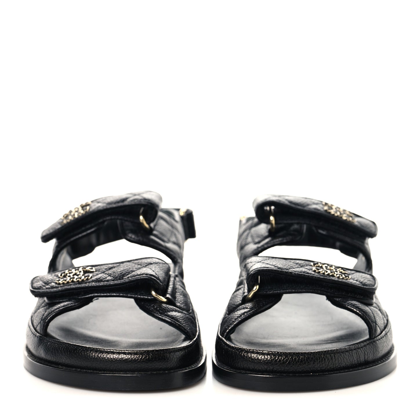 Grained Calfskin Velcro Dad Sandals 39.5 Black
