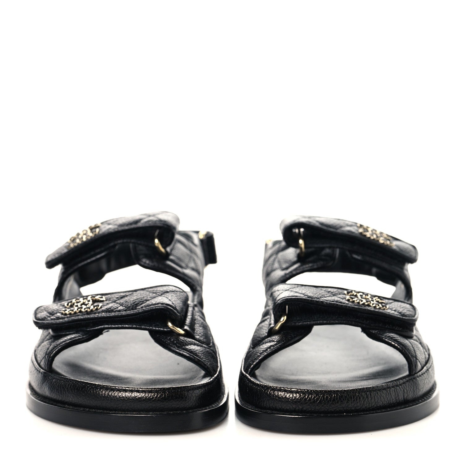 Chanel Grained Calfskin Velcro Dad Sandals 39.5 Black 3 of 10
