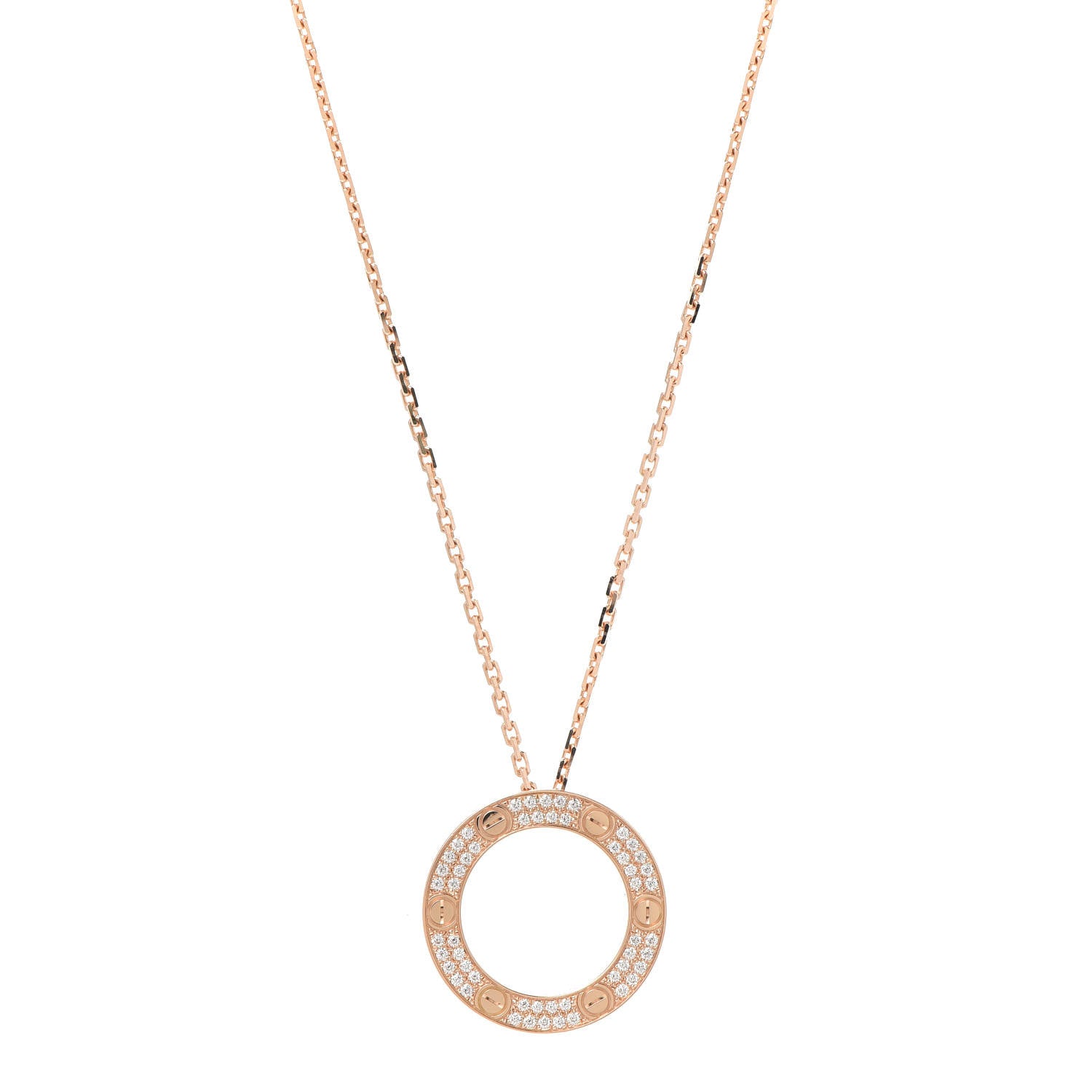 Cartier 18K Pink Gold Diamond LOVE Paved Necklace 1 of 8