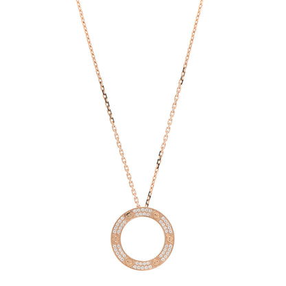 Cartier 18K Pink Gold Diamond LOVE Paved Necklace 1 of 8