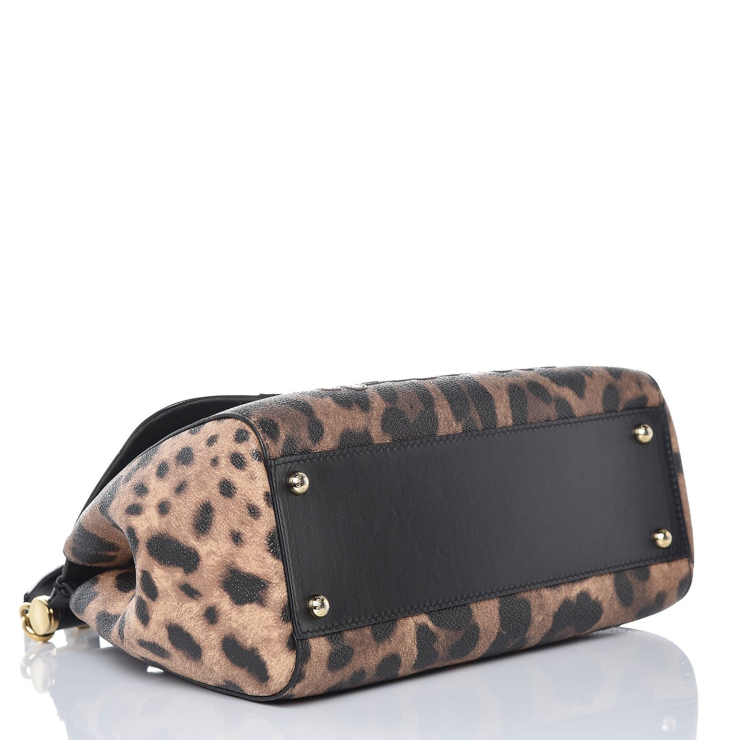 Dauphine Leopard Print Medium DG Family Patch Miss Sicily Satchel Black