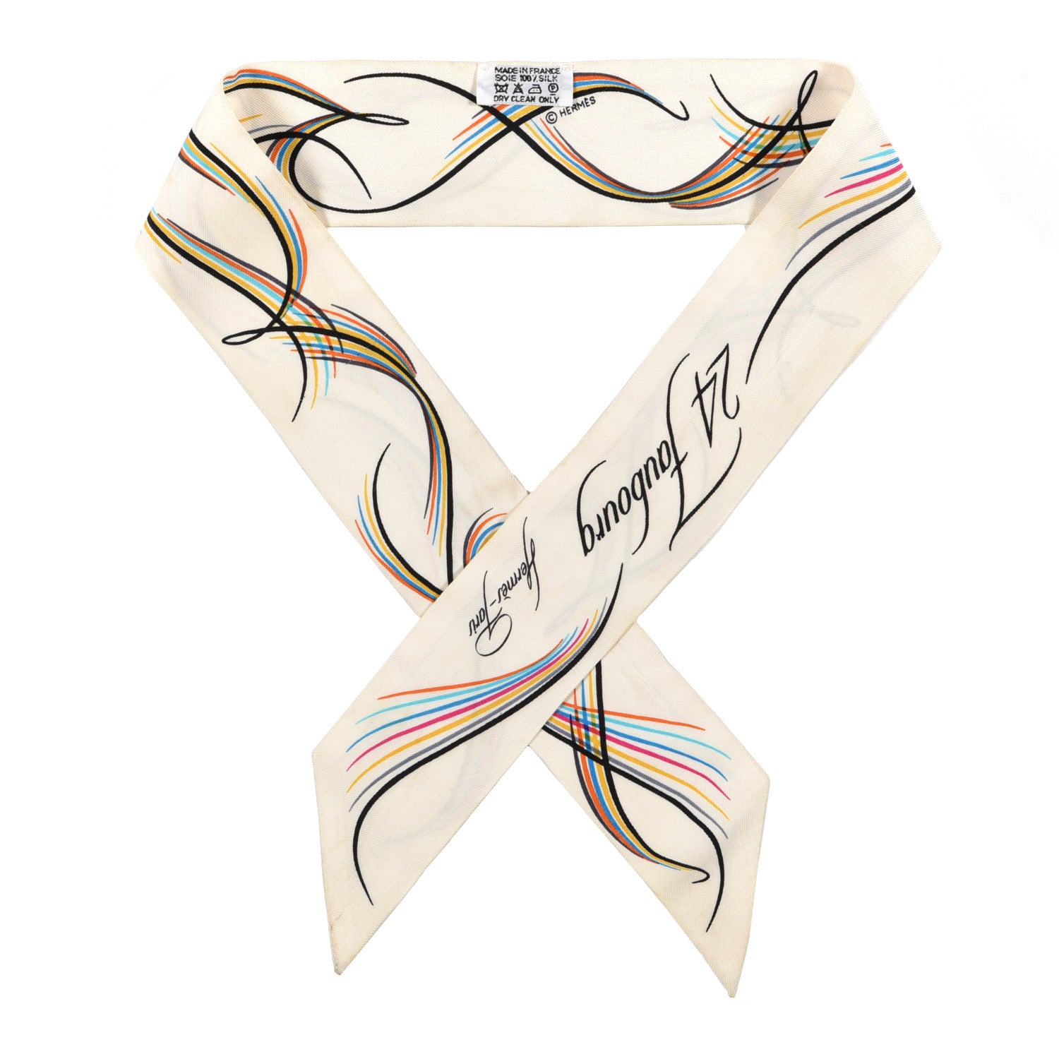 Hermes Silk 24 Faubourg Twilly Scarf Blanc 1 of 3