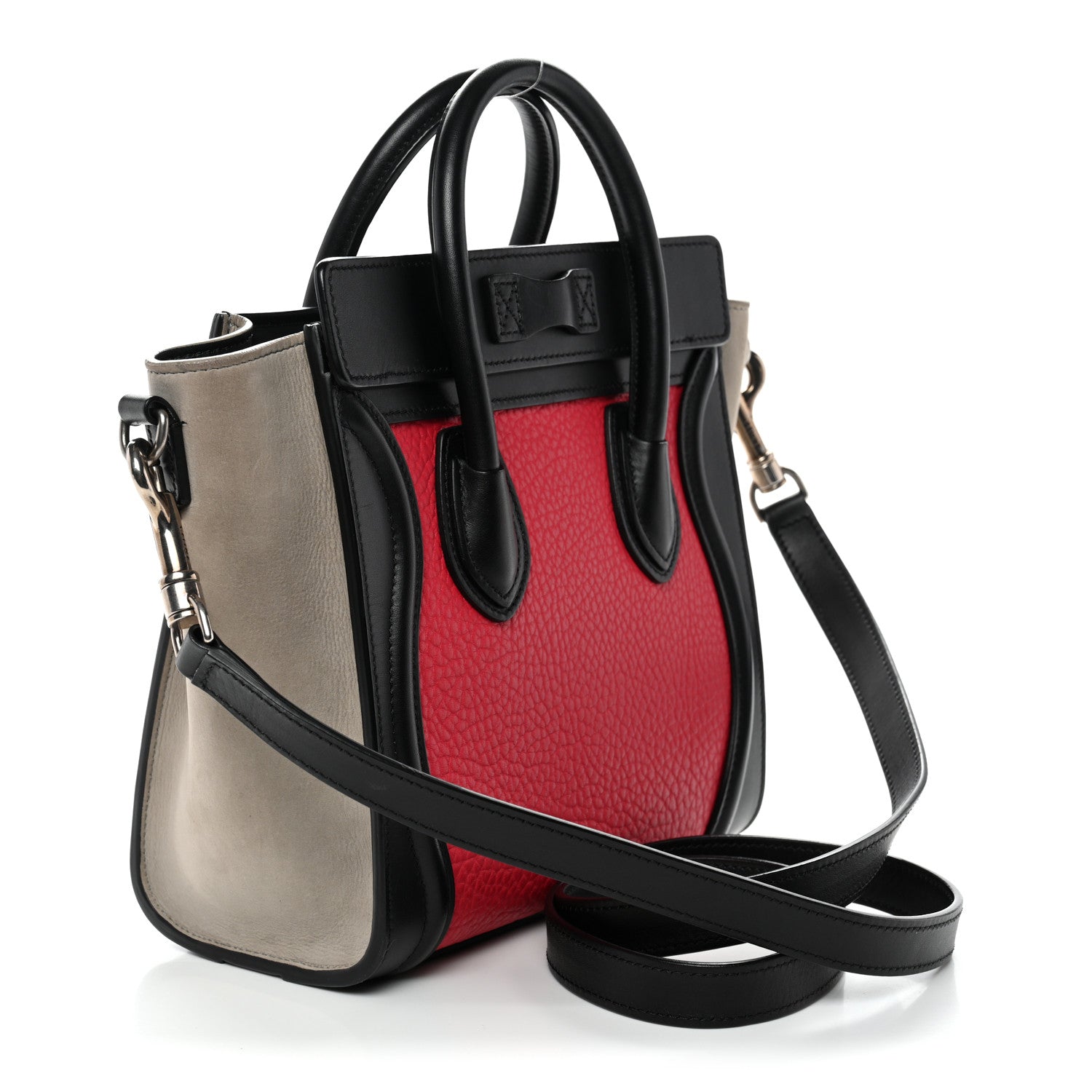 Celine Bullhide Calfskin Nubuck Nano Tri-Color Luggage Bright Red 3 of 11