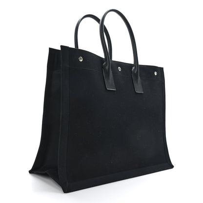 Saint Laurent Linen Calfskin Rive Gauche Tote Black 3 of 8