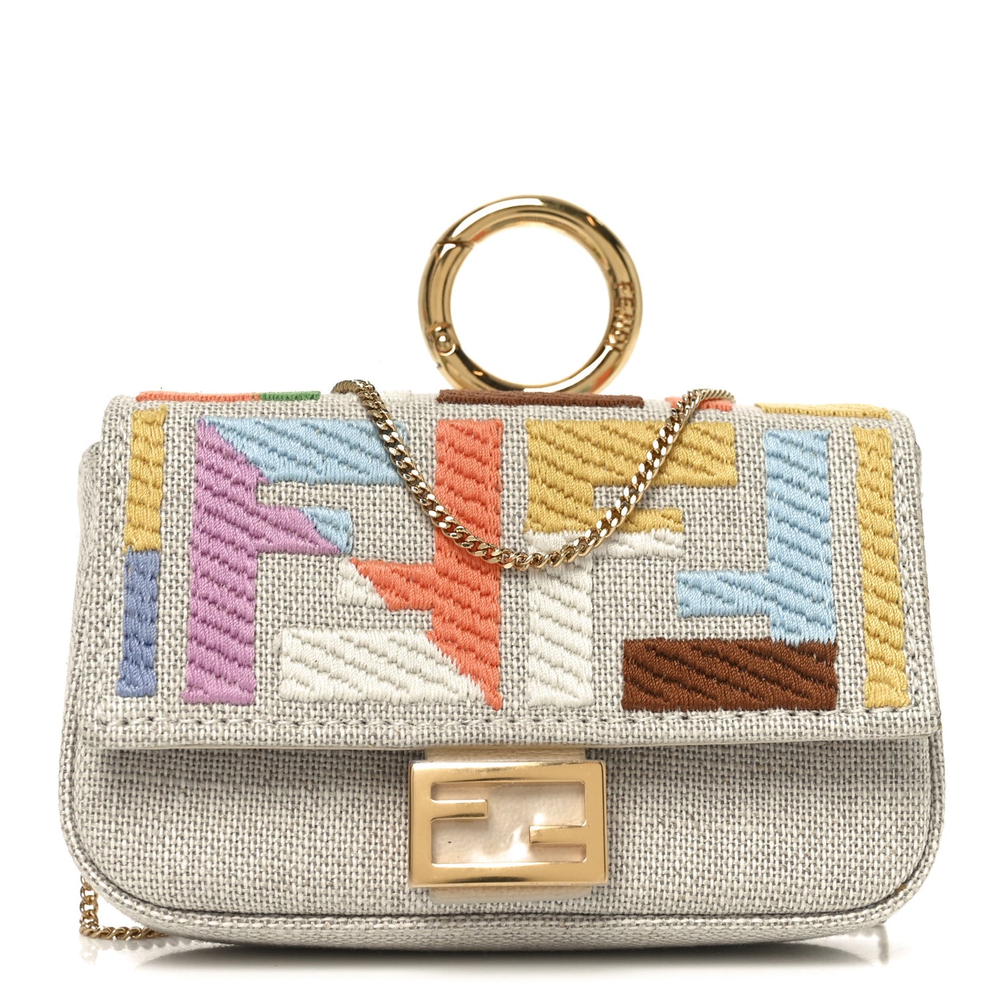 Kuban Canvas FF Embroidered Nano Baguette Charm Grezzo Multicolor