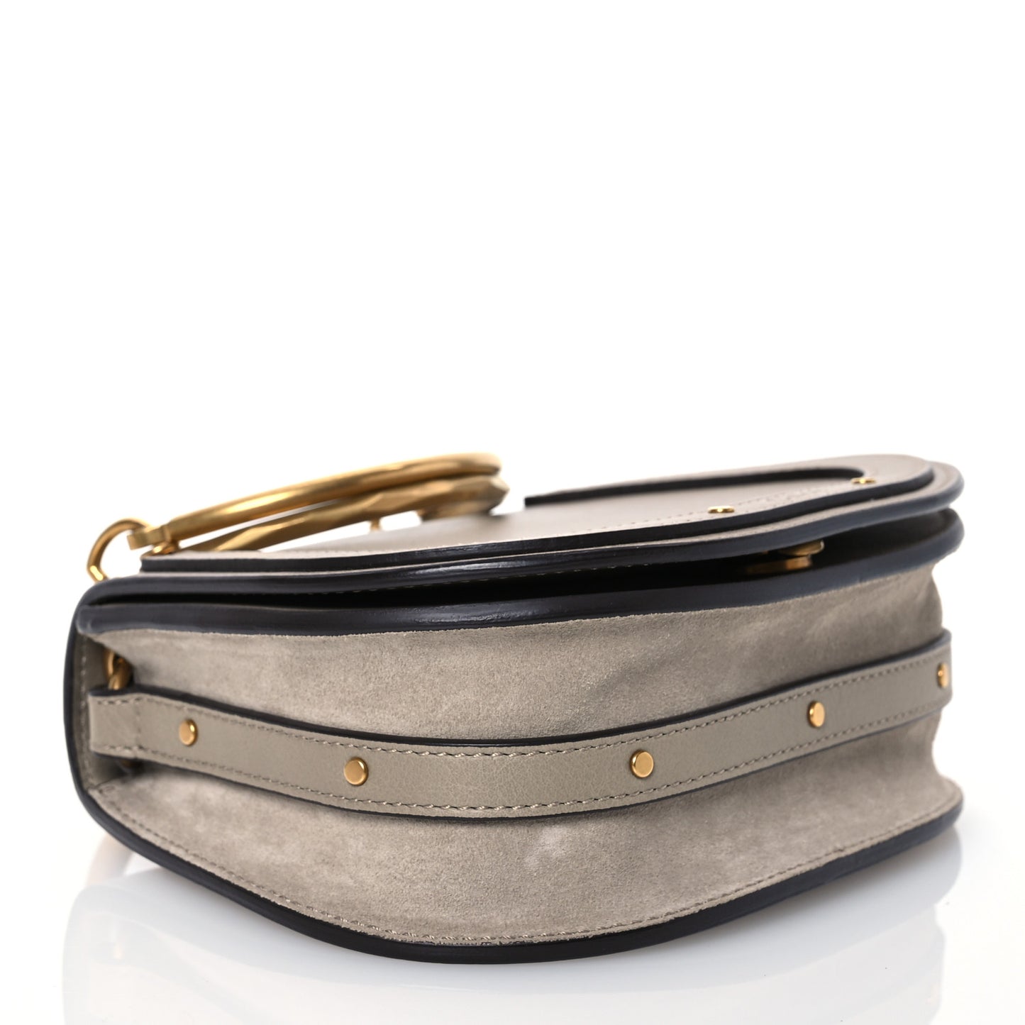 Calfskin Suede Small Nile Bracelet Bag Motty Grey