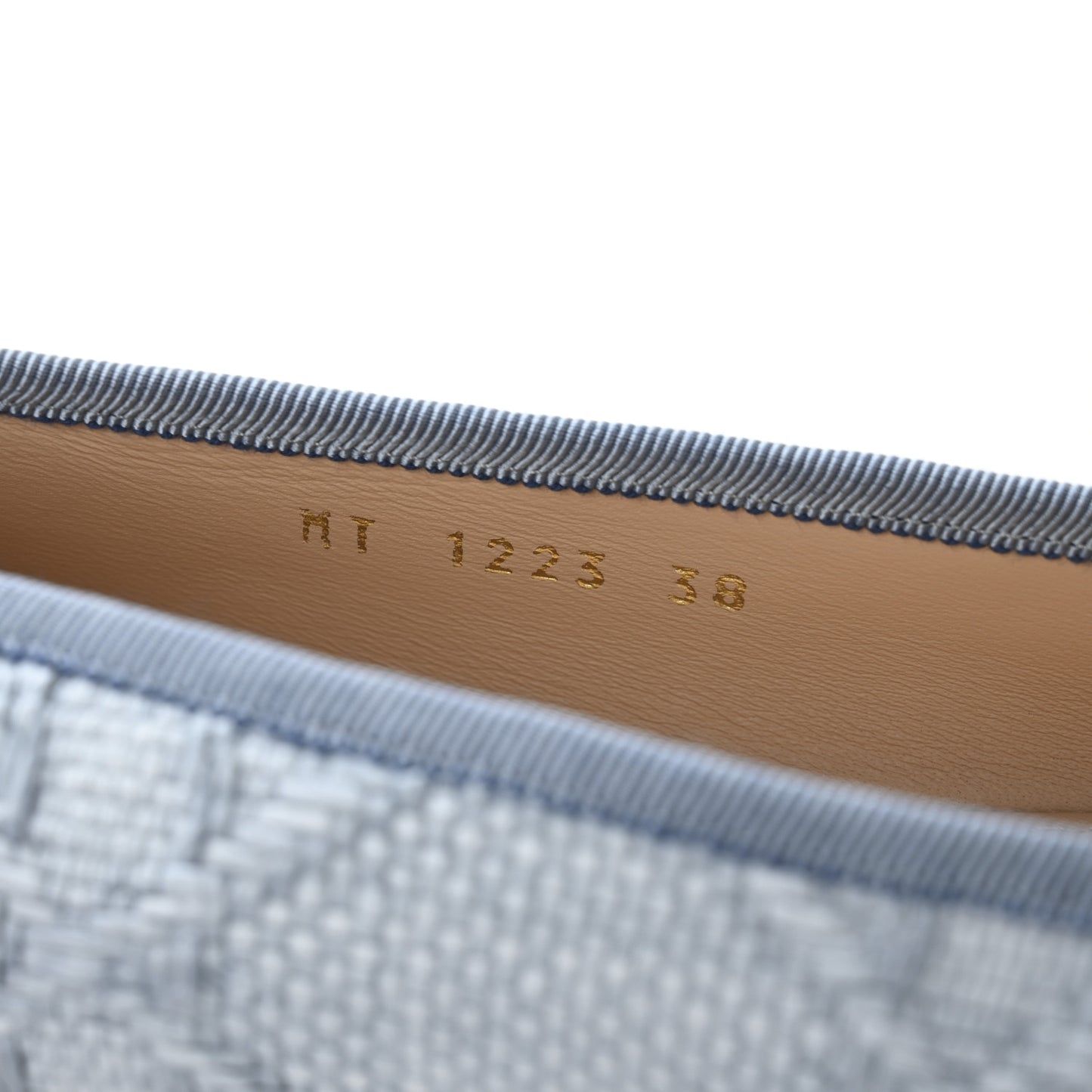 Raffia Cannage Ballet Flat 38 Bleu Pastel