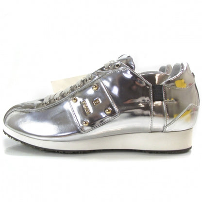 Fendi Metallic Calfskin Sneakers 40 Argento 2 of 8