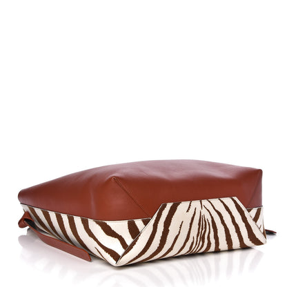 Celine Shiny Smooth Calfskin Zebra Printed Calf Hair Oversized Twisted Cabas Chalk Brick 5 of 8