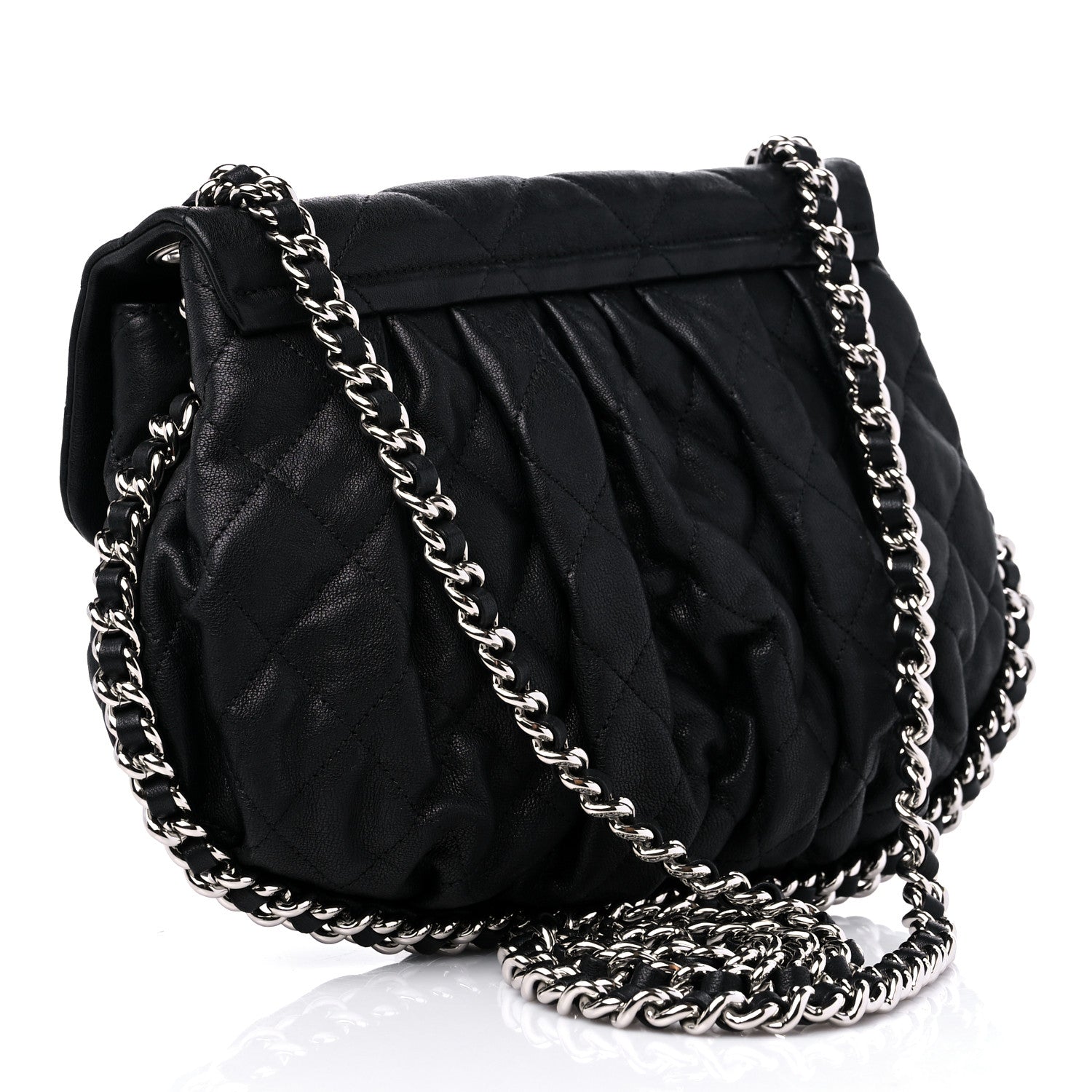 Chanel Washed Lambskin Quilted Medium Chain Around Messenger Black 3 of 10