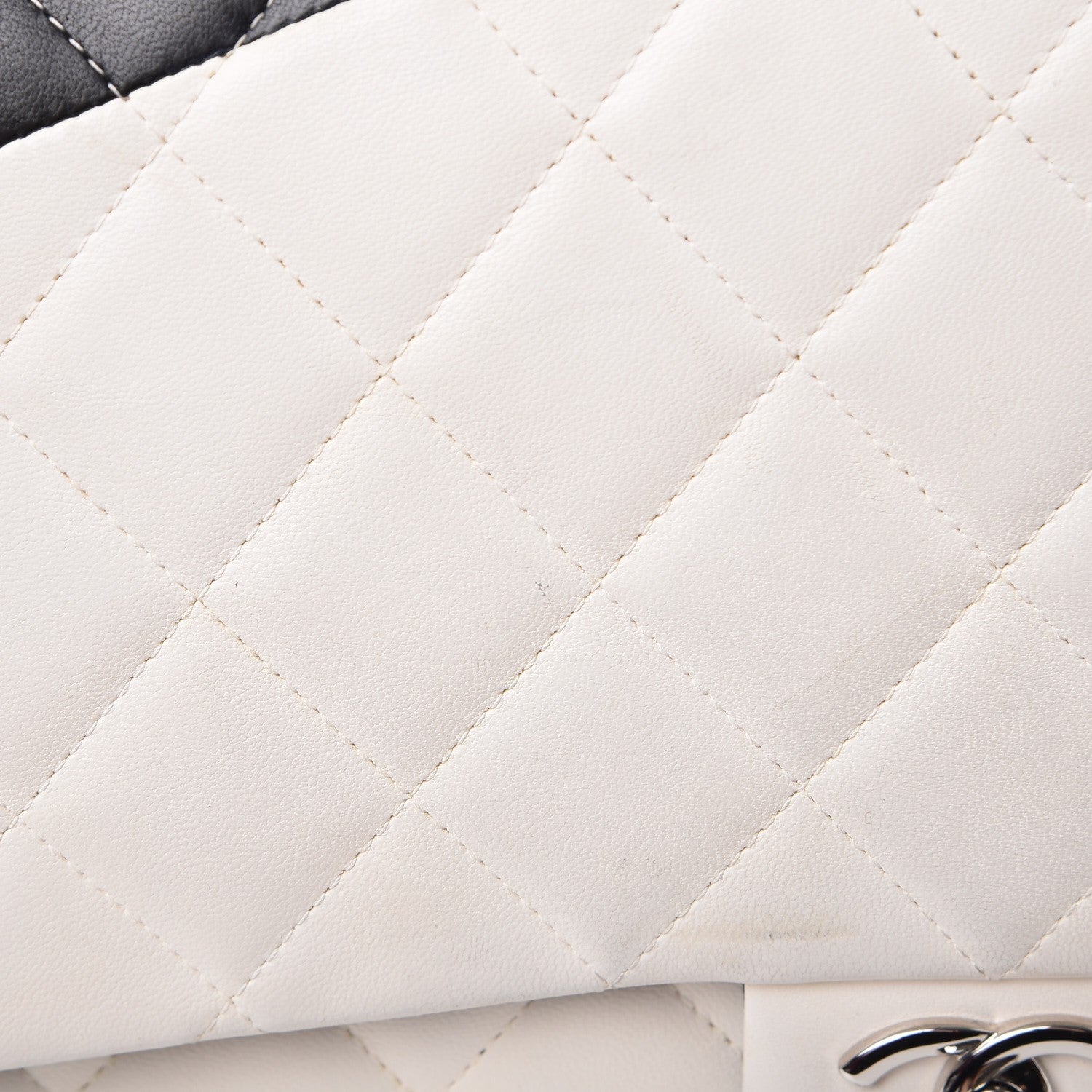 Chanel Lambskin Quilted Colorblock Jumbo Double Flap Black White Beige 10 of 19