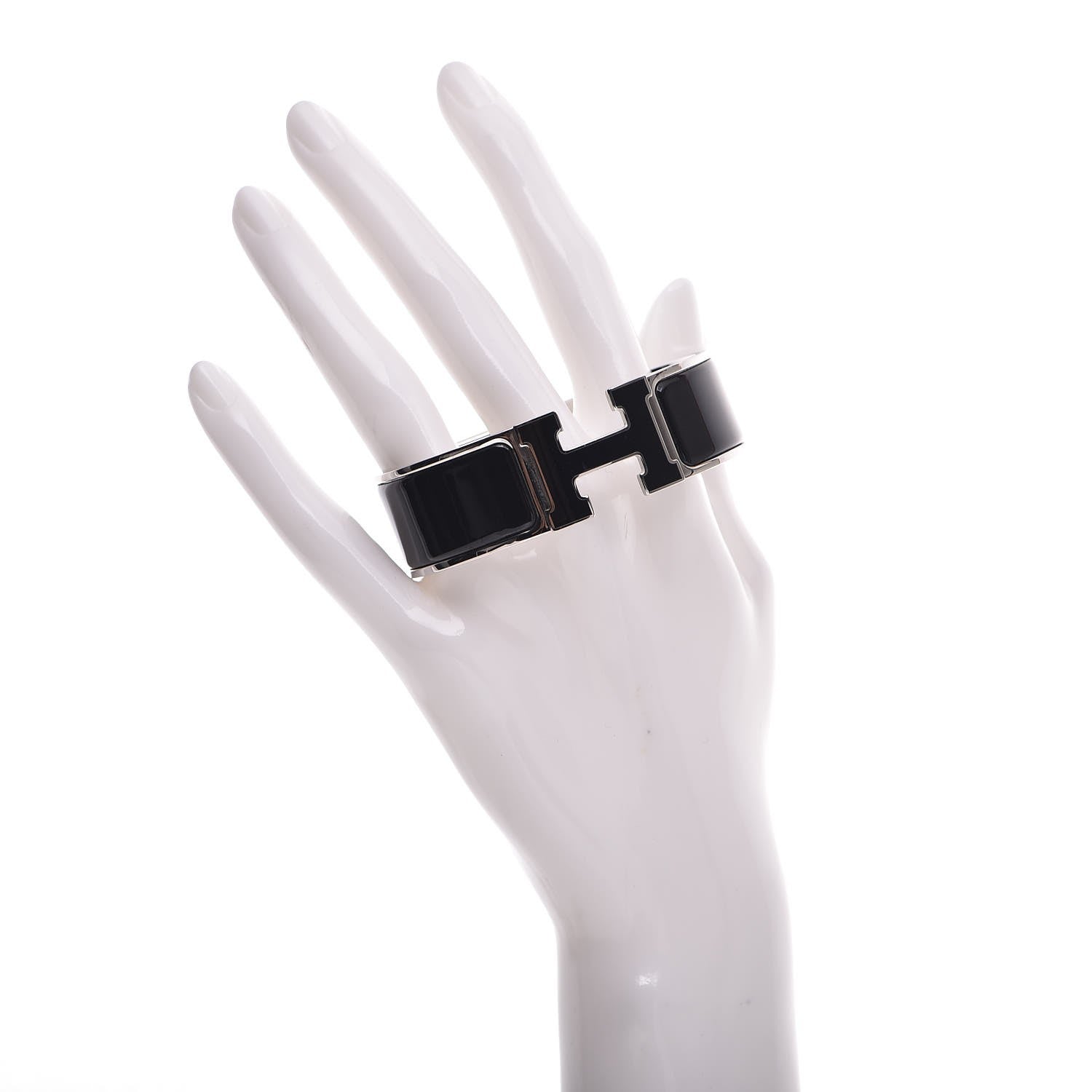 Hermes Enamel Wide Clic Clac H Bracelet GM Black 2 of 5