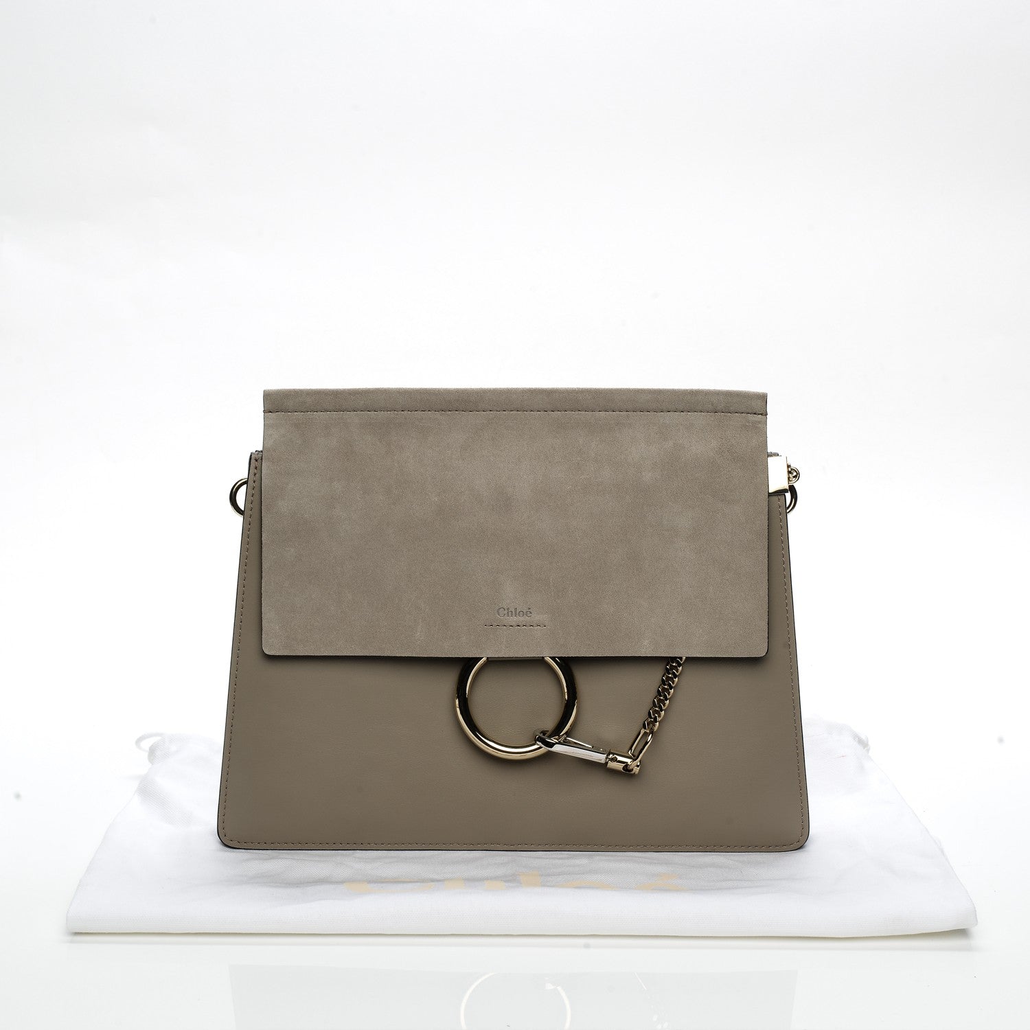 Chloe Calfskin Suede Medium Faye Shoulder Bag Motty Grey 7 of 7