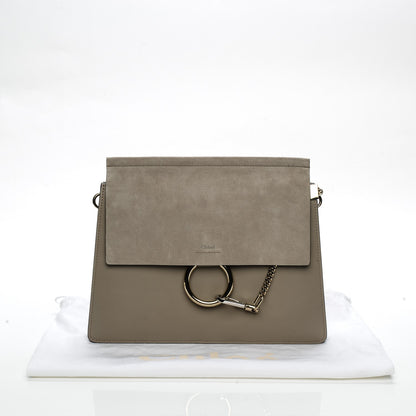 Chloe Calfskin Suede Medium Faye Shoulder Bag Motty Grey 7 of 7