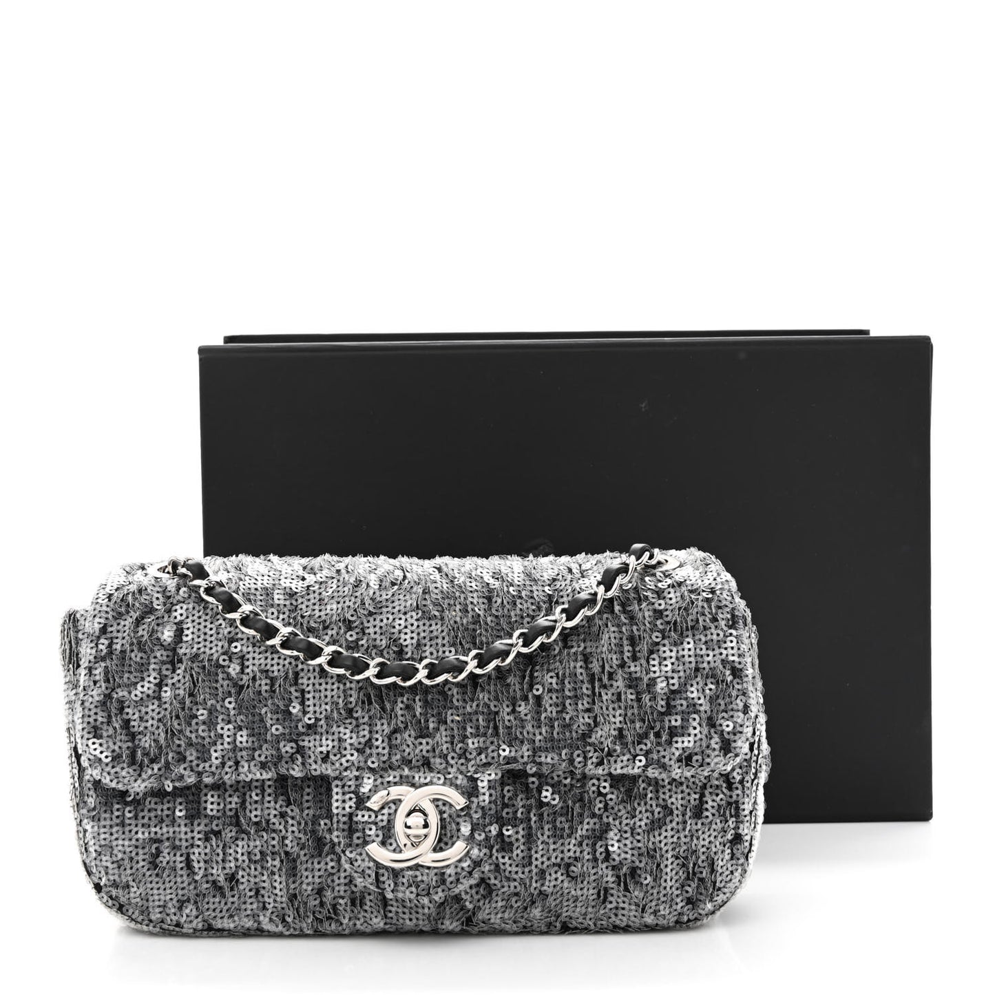 Sequin Mini Rectangular Flap Silver