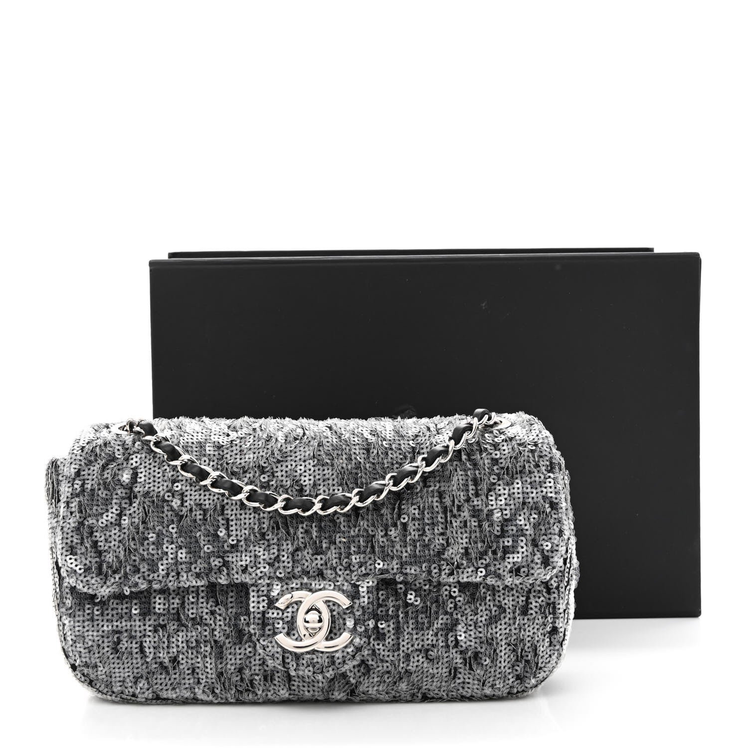 Chanel Sequin Mini Rectangular Flap Silver 11 of 11
