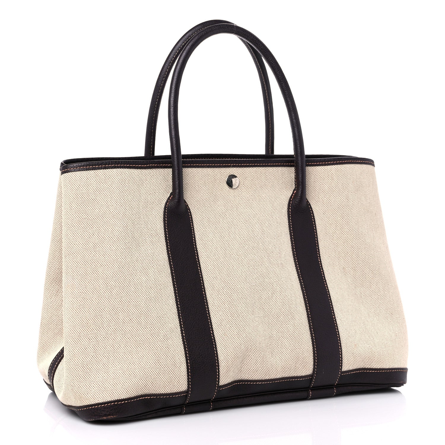 Hermes Buffle Skipper Toile Garden Party 36 MM Tote Marron Fonce 3 of 13