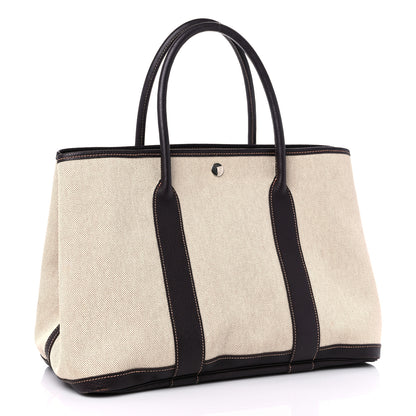 Hermes Buffle Skipper Toile Garden Party 36 MM Tote Marron Fonce 3 of 13
