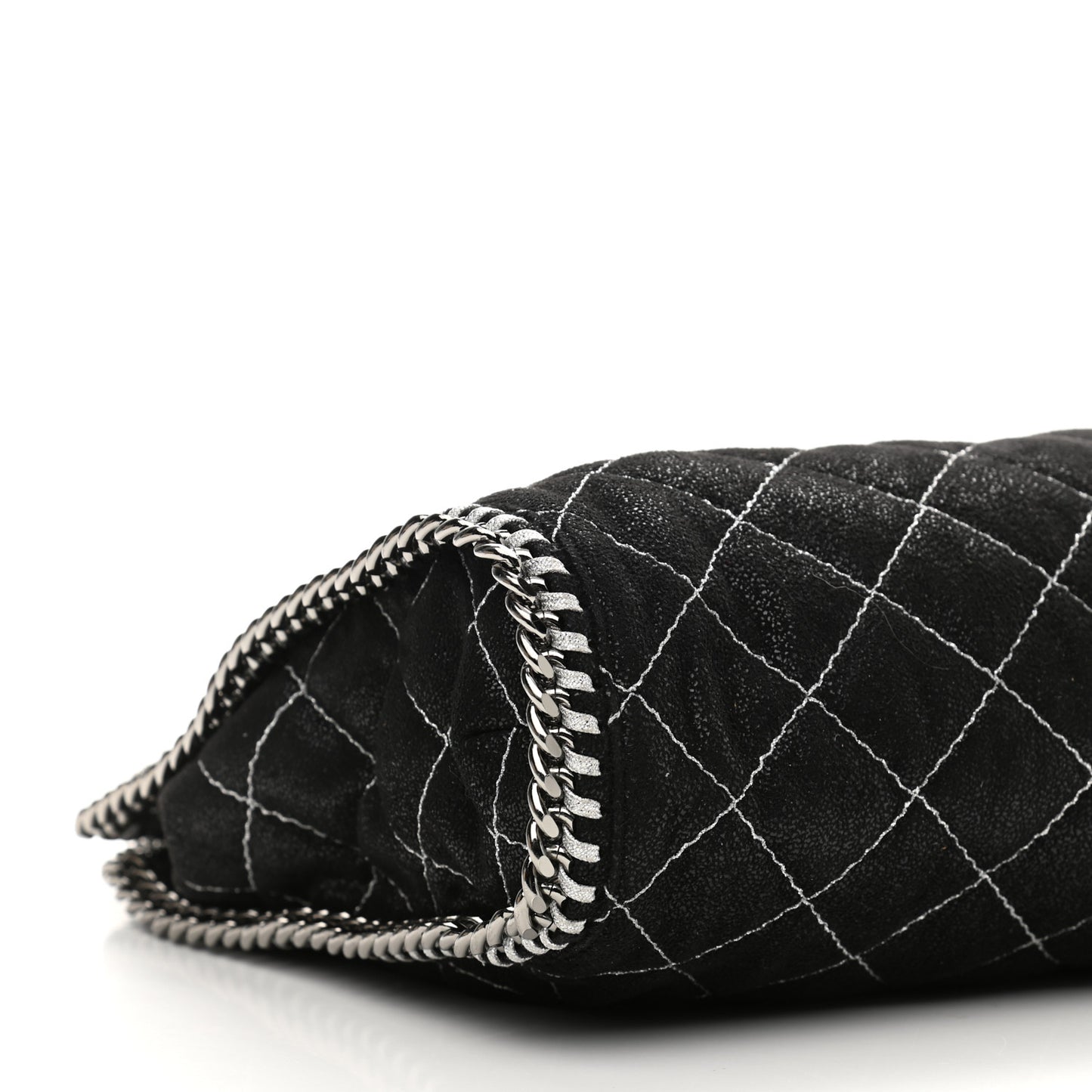 Metallic Shaggy Deer Quilted Small Falabella Tote Black
