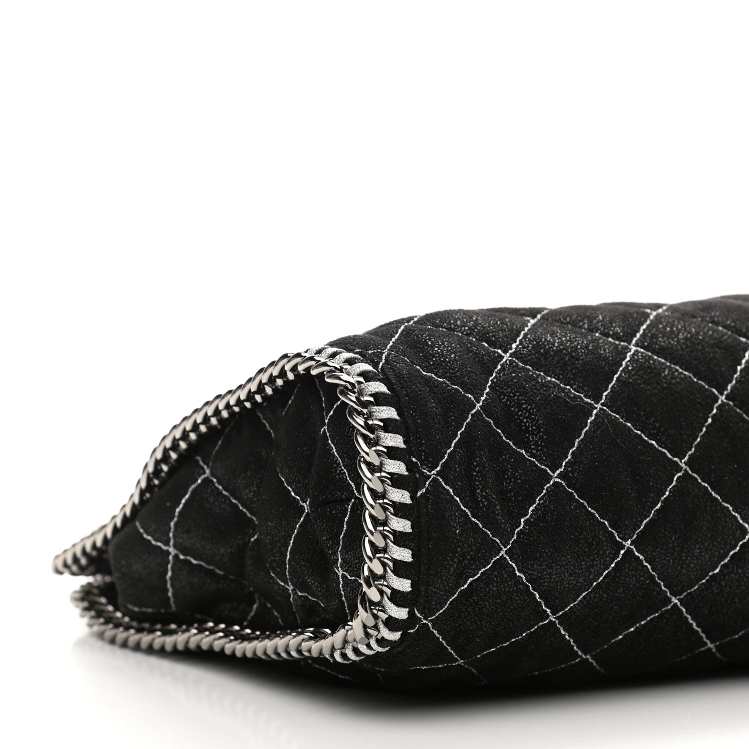 Stella McCartney Metallic Shaggy Deer Quilted Small Falabella Tote Black 8 of 9
