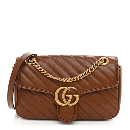 Gucci Azalea Calfskin Matelasse Diagonal Small GG Marmont Shoulder Bag Cuir 1 of 10