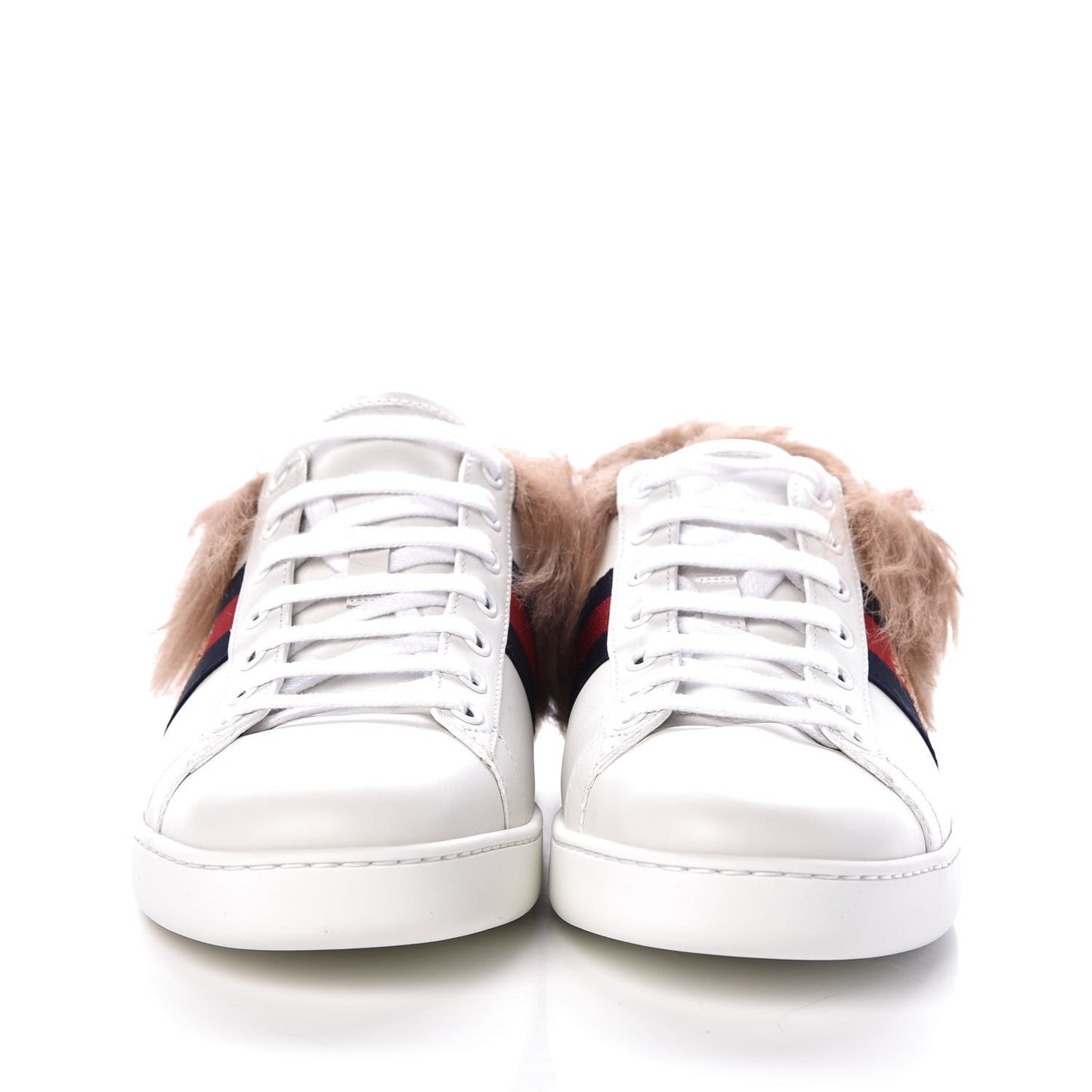 Calfskin Wool Web Bee Embroidered Womens Ace Sneakers 39 White