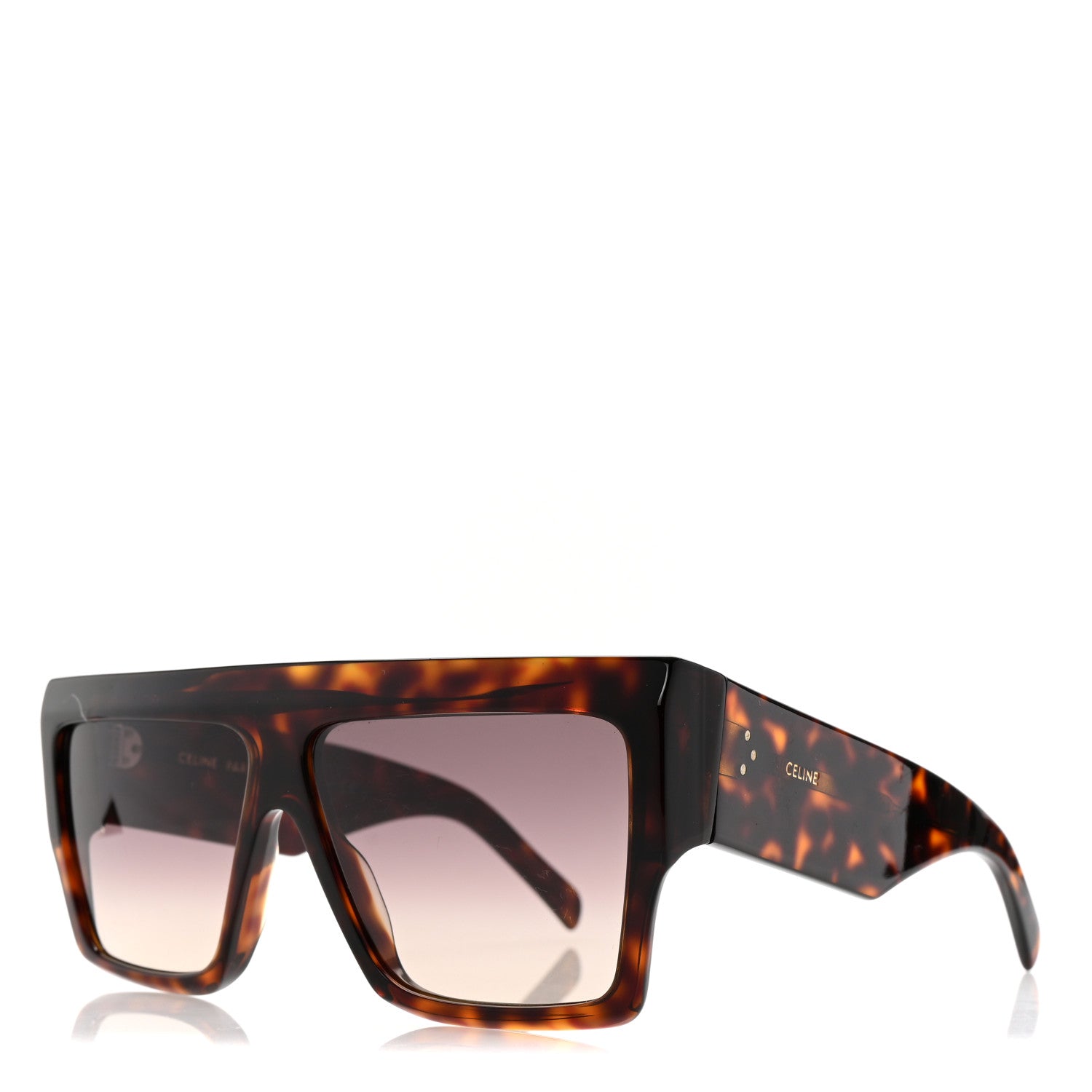 Celine Acetate Flat Top Rectangular Sunglasses CL400921 Dark Havana 1 of 8