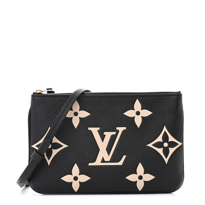 Louis Vuitton Empreinte Monogram Giant Double Zip Pochette Black Cream 1 of 11