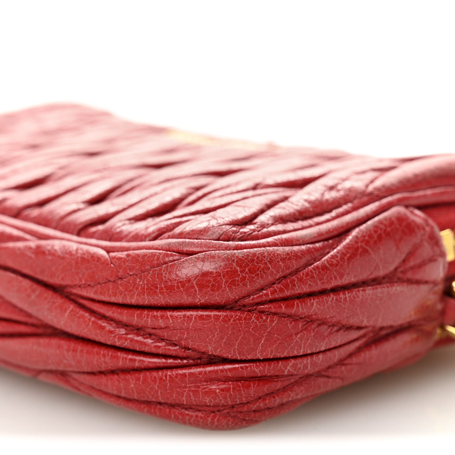 Nappa Matelasse Double Zip Pochette Clutch Rosso