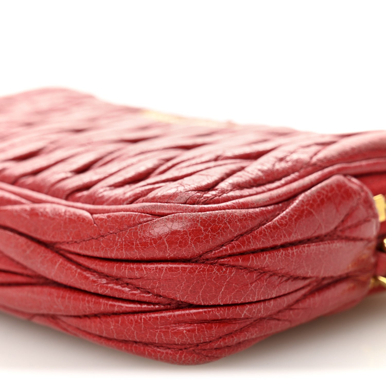 Miu Miu Nappa Matelasse Double Zip Pochette Clutch Rosso 10 of 13