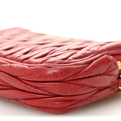 Miu Miu Nappa Matelasse Double Zip Pochette Clutch Rosso 10 of 13