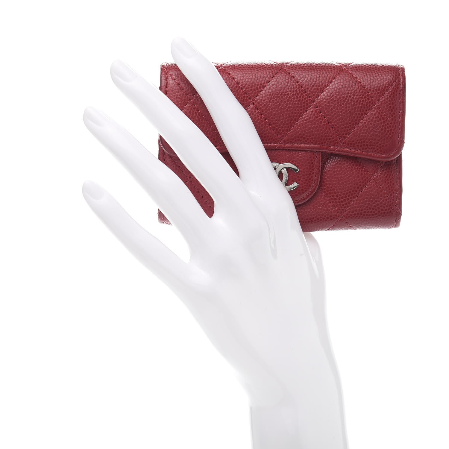 Chanel Caviar Quilted 4 Key Holder Red 2 of 14