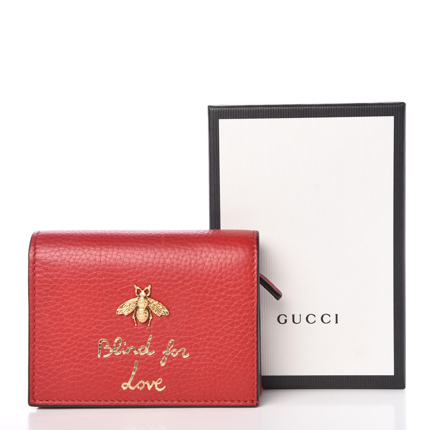 Pebbled Calfskin Animalier Card Case Red