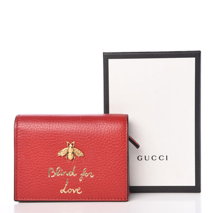 Gucci Pebbled Calfskin Animalier Card Case Red 8 of 8