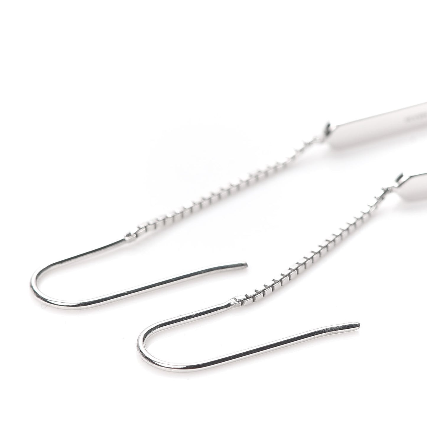 18K White Gold Bar Drop Earrings