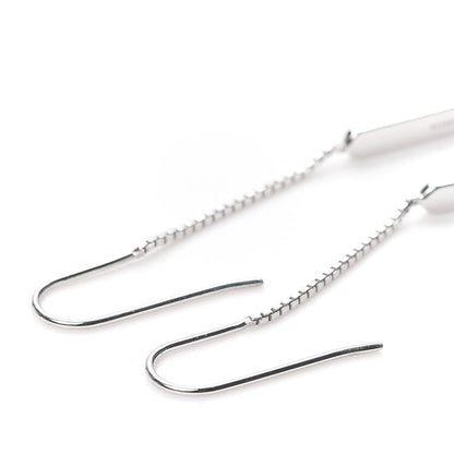 Gucci 18K White Gold Bar Drop Earrings 3 of 5