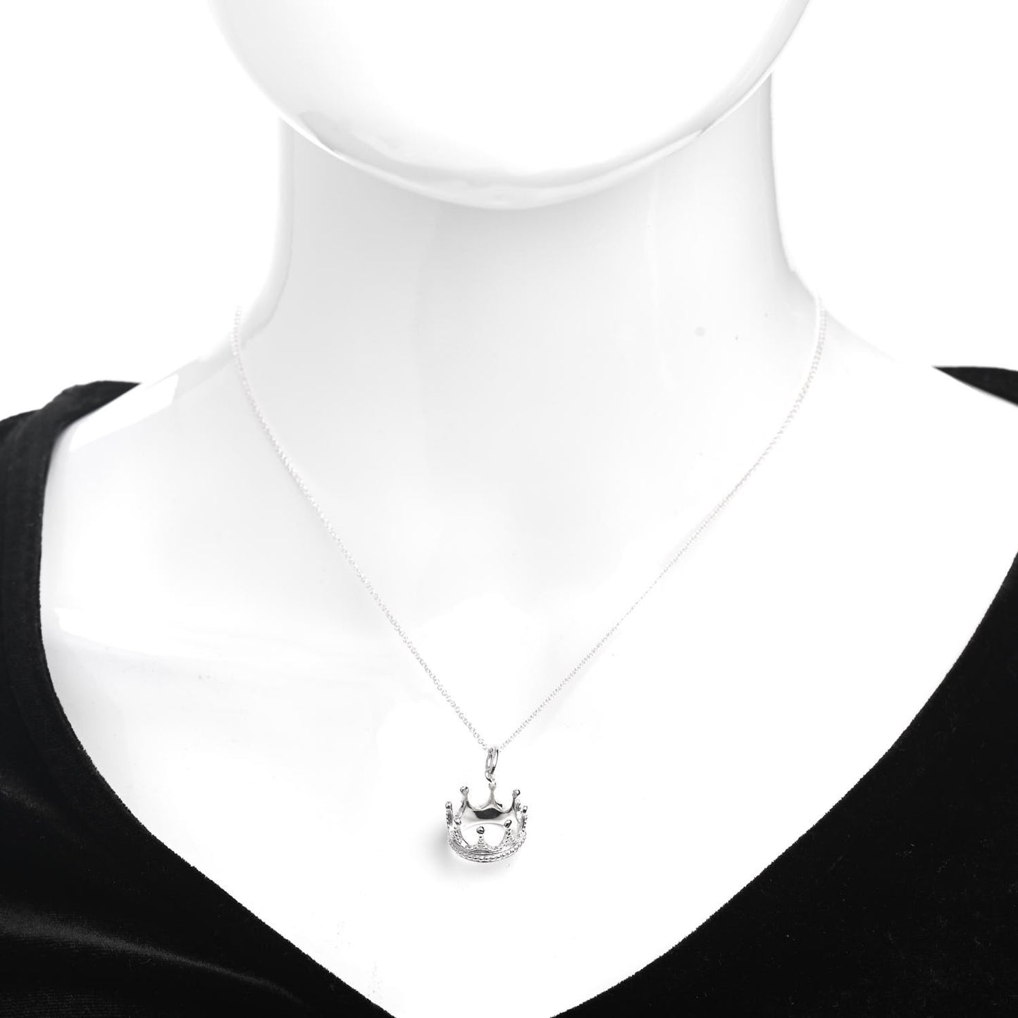 Sterling Silver Crown Charm Necklace