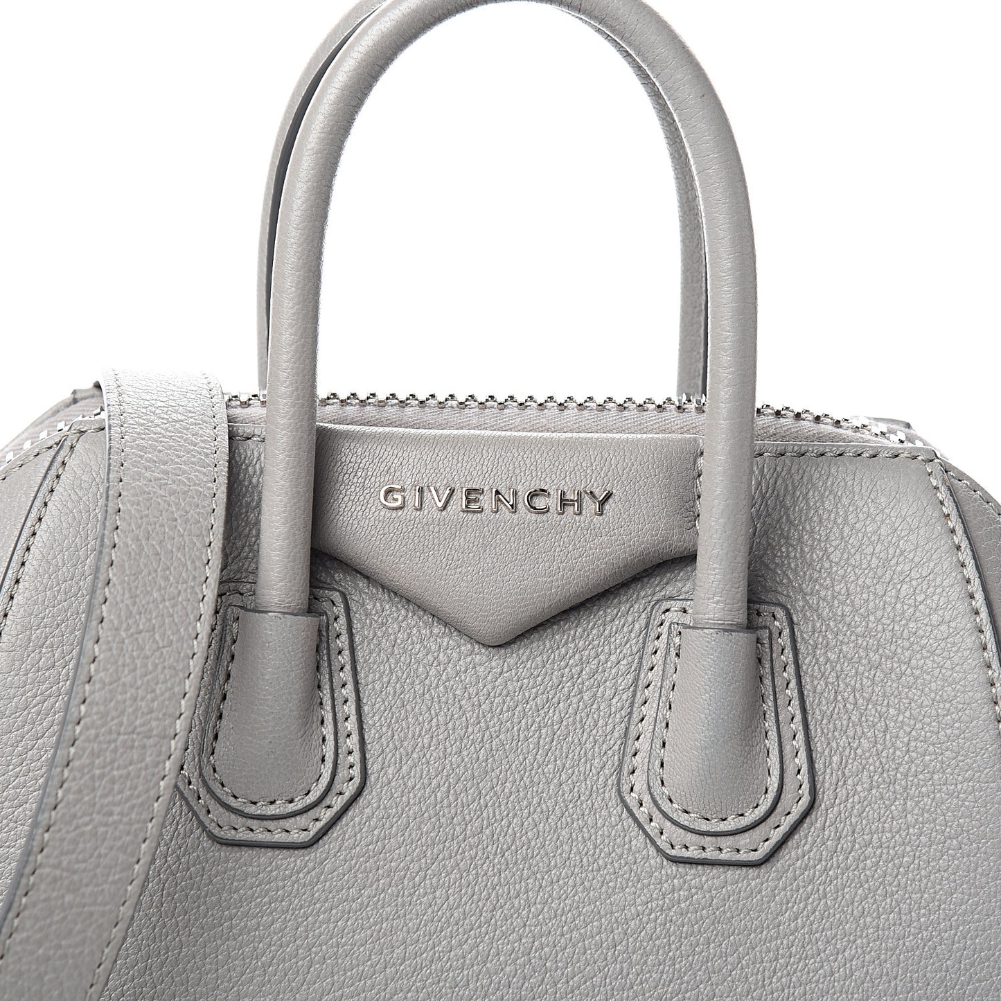 Sugar Goatskin Mini Antigona Pearl Grey
