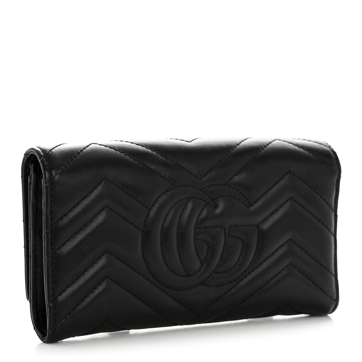 Gucci Calfskin Matelasse GG Marmont Continental Wallet Black 3 of 10